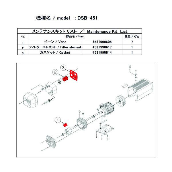 アルうしろ側 無意味さ揚水機用検査と修理ちびっ子 DSB-451用 DSB-451 MAINTENANCEKIT