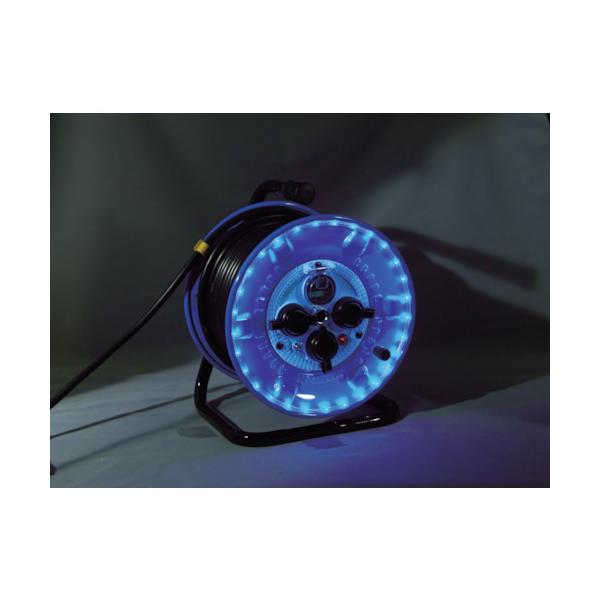 NICHIDO 電工ドラム 防雨型LEDラインドラム 青 過負荷漏電保護兼用 30m NPWL-EK33-B