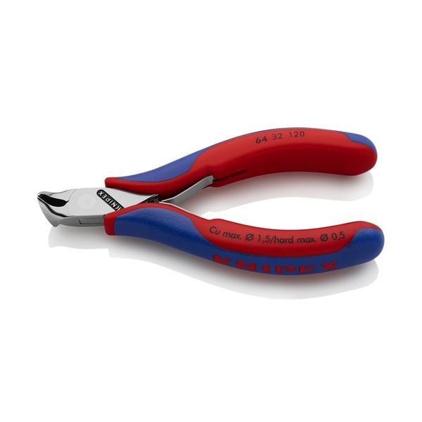 KNIPEX エレクトロニクスエンドカッティングニッパー オブリケ(15°傾斜角度) コンフォートハンドル 6432-120