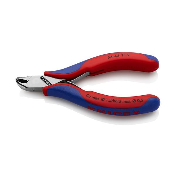 KNIPEX エレクトロニクスエンドカッティングニッパー オブリケ(27°傾斜角度) 6442-115