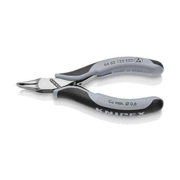 KNIPEX エレクトロニクスエンドカッティングニッパー オブリケ(65°傾斜角度) ESD手持ち部分(静電気押しとどめる) 6462-120ESD