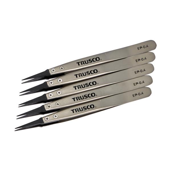 TRUSCO(トラスコ) まとめ買い ESD心付け毛抜き 先細型 先っちょ幅0.4粍 5本入り口・入口 EP-0.4-M5