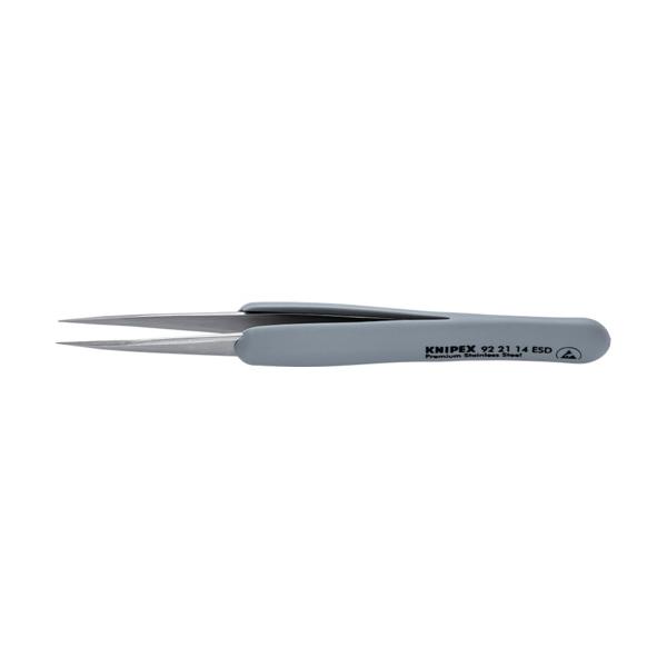 KNIPEX ラバーハンドル付き精密ピンセット 先丸 130ММ 9221-14ESD