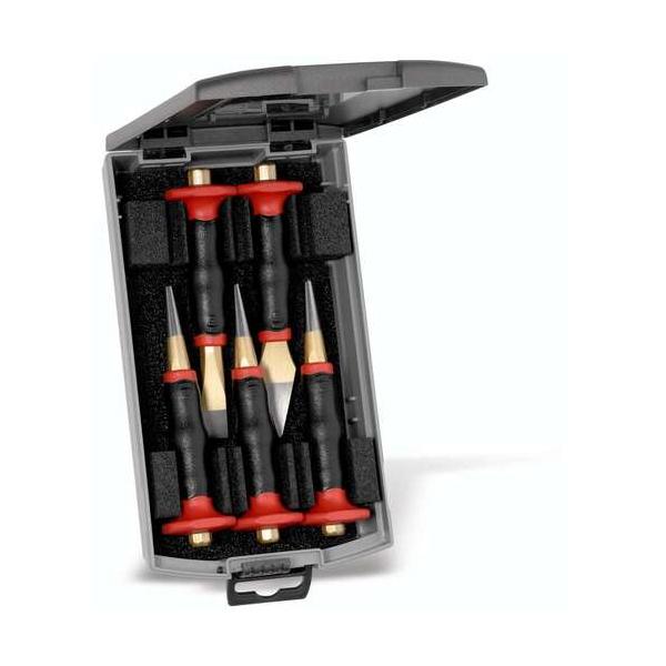RENNSTEIG ハンドガード付チゼル5点セット プラスチックボックス 421-102-0