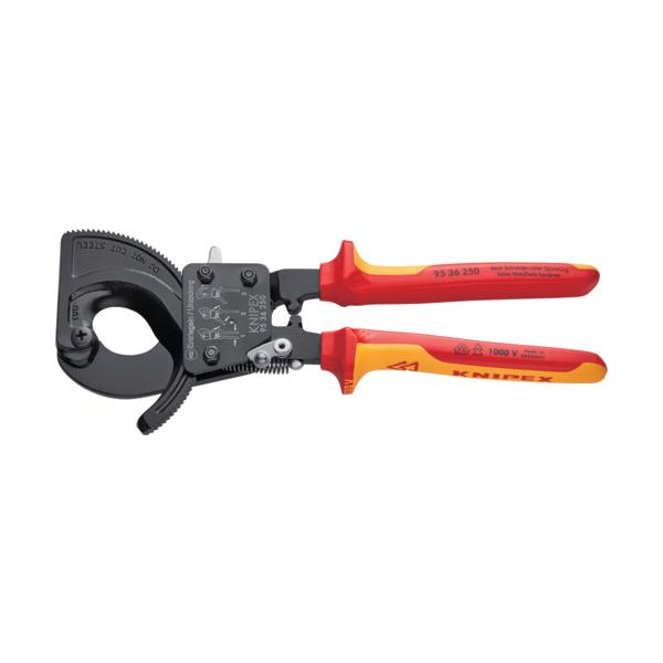 KNIPEX 不成立有線テレビ切り手 1000V(ラチェット式) 250粍 9536-250