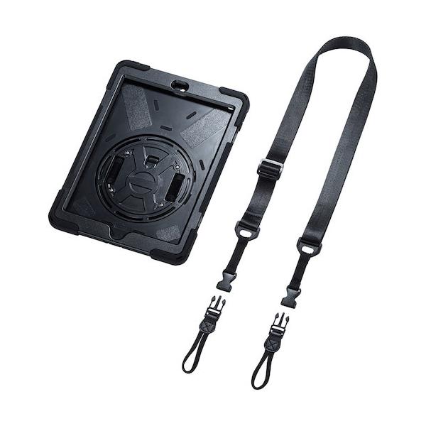 SANWA iPad 10.2in 耐衝撃入れもの(手持ち部分、照明ランプ、肩部胴締め付き添い人) PDA-IPAD1617BK
