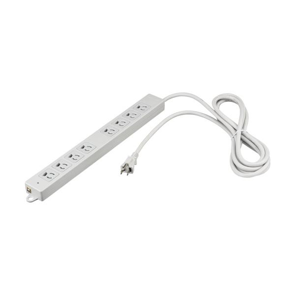 BUFFALO 3ピン式電源タップ 2重構造 雷サージ&ランプ付 8個口/3m ライトグレー BTKPLMJT3830LG