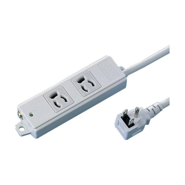 SANWA 工事物件タップ 抜け止めコンセント 2個口 L型 ケーブル長5m TAP-KE2L-5