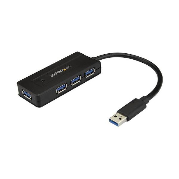 StarTech USBこしき/USB 3.0/USB-A - 4x USB-A/ACアダプタ属する/黒いこと ST4300MINI