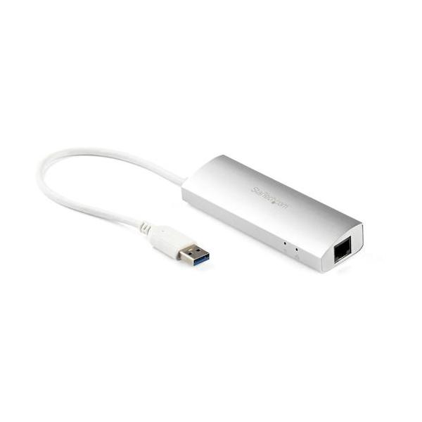 StarTech USBこしき/USB 3.0/USB-A - 3x USB-A/ローカルエリアネットワーク/二階建てバス力強さ/しろがね色 ST3300G3UA