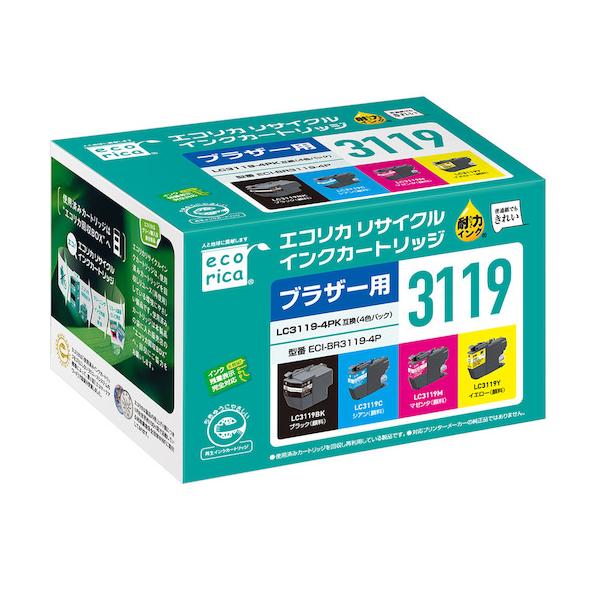 ecorica LC3119-4PK 互換リサイクルインクカートリッジ ECI-BR3119-4P