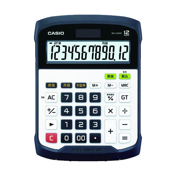 カシオ 防水・防塵電卓 ホワイト/ブラック WD-320MT-N