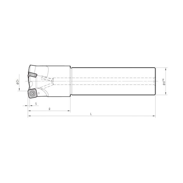 京セラ 高送りカッタ MFH Harrier エンドミル(SOMT10タイプ)ロングシャンク 刃径28mm 刃数2枚 全長200mm シャンク径25mm MFH28-S25-10-2T-200｜工具の楽市