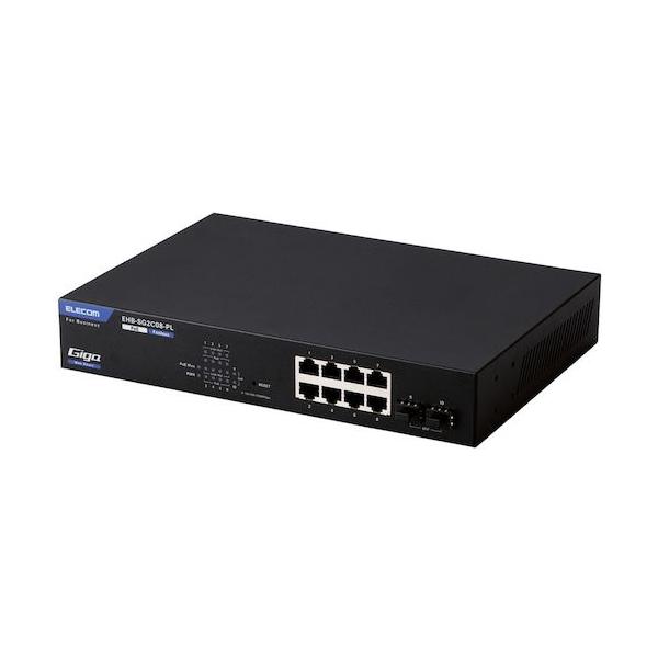 ELECOM 法人向けスイッチングこしき WEBかっこ良い Giga PoE 8界面 3年引き請ける EHB-SG2C08-PL