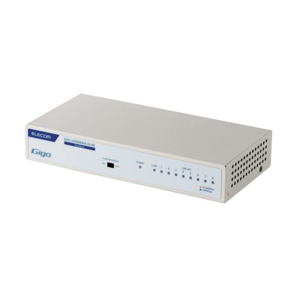 ELECOM Giga相応うスイッチングHub 8界面 金属元素筐体 羅針盤付 ワット数内蔵ひな形 白いこと EHC-G08MN4-HJW