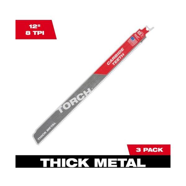 milwaukee TORCH 金細工職人用カーバイドレシプロソーブレード 8TPI 305粍(3本容器に並べる) 48-00-5303