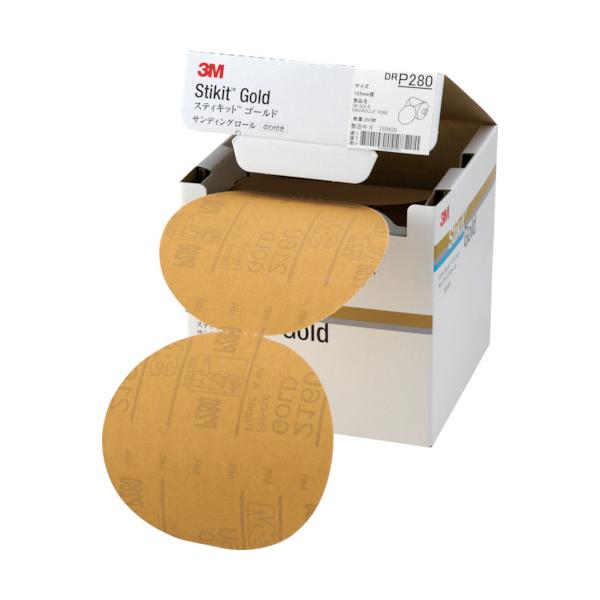 3M スティキット ゴールドディスクロール 穴なし #280 125粍径 DR 280 GOL【4巻】≪店卸し資産区分け≫