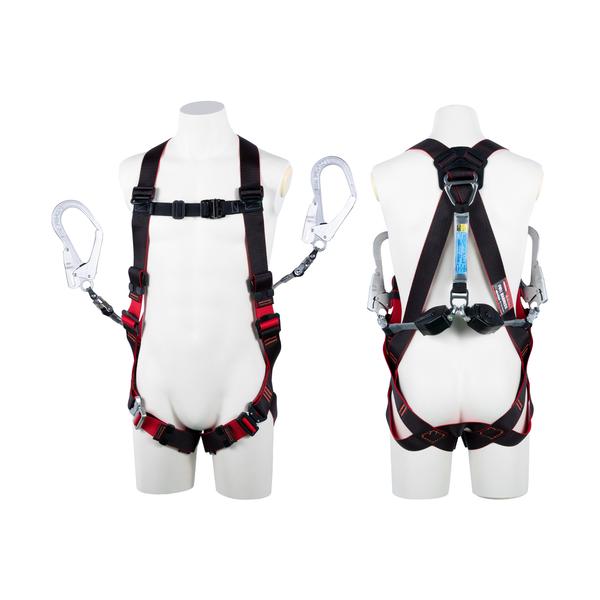 TSUYORON レヴォハーネス ツインランヤード付き添い人 鍵を掛ける規則体系付き添い人巻取式コルトリトラ 黒・赤 L大いさ TH5082CR93SVOTBKRBKL2R23BX