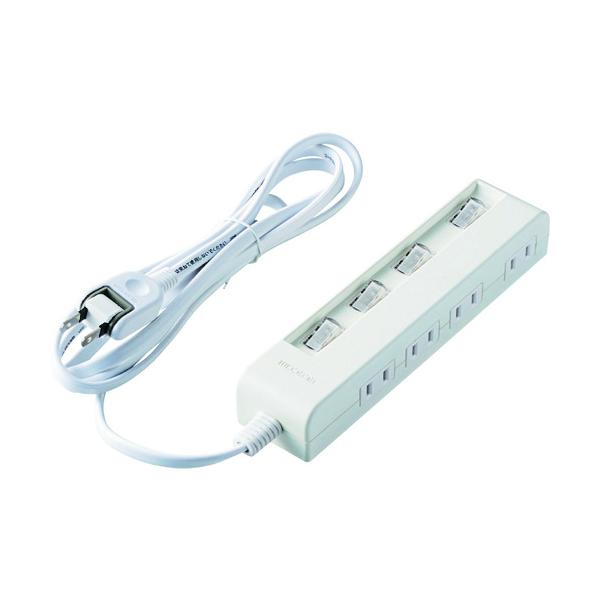 ELECOM 省エネタップ 個別スイッチ 横挿し 4個口 2m ホワイト T-E5C-2420WH