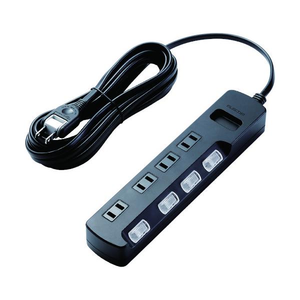 ELECOM TV用ほこり防止シャッター付雷ガードタップ 4個口 5m ブラック AVT-K6A-2450BK