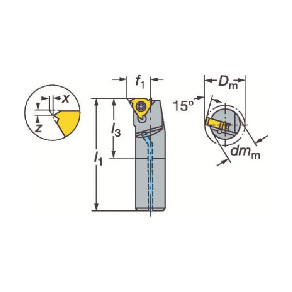 SANDVIK T-Max U-ロック ねじ切りボーリングバイト(480) L166.0KF-16-1220-11B|工具の楽市