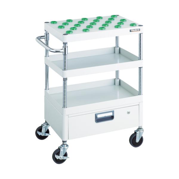 TRUSCO(トラスコ) ツールワゴン フェニックスワゴン 省音 600X400 1段引出付 BT-30 ホワイト PEW-TL962CV-W|工具の楽市