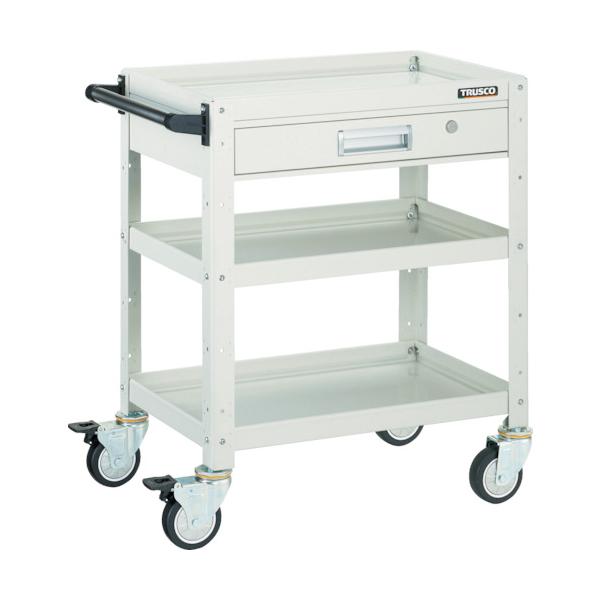 TRUSCO(トラスコ) ツールワゴン バーディワゴン 600&times;400 引出付 ウレタン車輪 ホワイト BDW-963VU-W｜工具の楽市 35,415円
