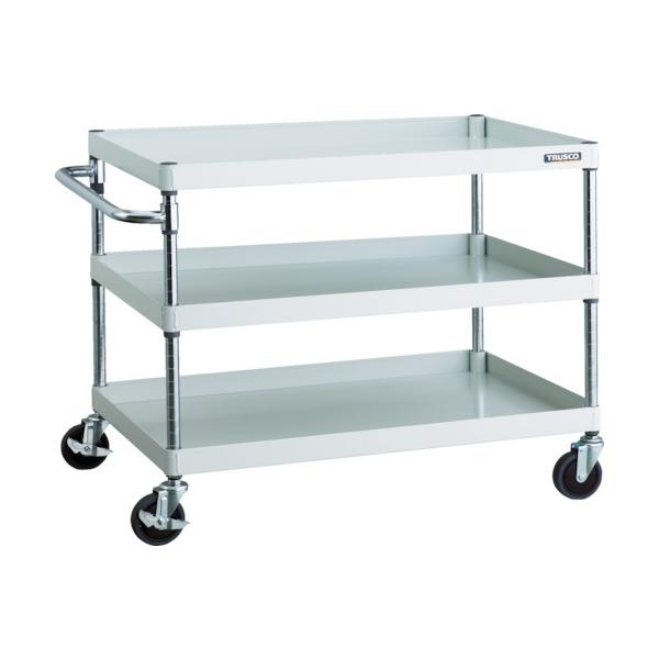 TRUSCO(トラスコ) ツールワゴン フェニックスワゴン 省音 900X600XH740 3段 ホワイト PEW-793-W|工具の楽市