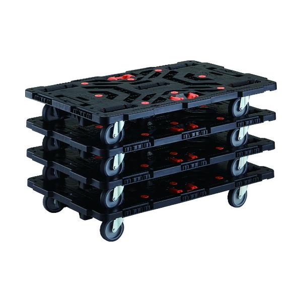 TRUSCO(トラスコ) まとめ買い 連結式樹脂製平台車 ビートル 900X600 自在5輪 とめたろう付 4台セット BT900J5-E100T-M4|工具の楽市