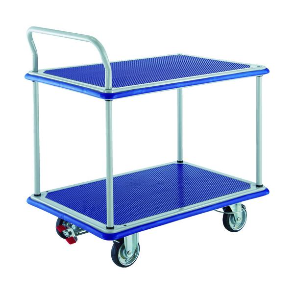 TRUSCO(トラスコ) プレス製台車 ドンキーカート 片袖2段 4輪リングストッパー付 204NJKRS-4｜工具の楽市