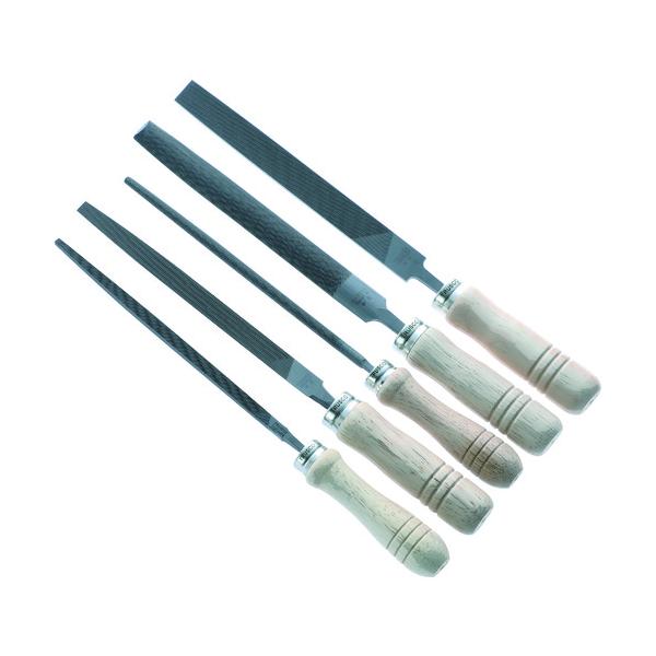 TRUSCO(トラスコ) 鉄工用ヤスリ 木柄付 5種類セット 中目 刃長300 TST30002S｜工具の楽市