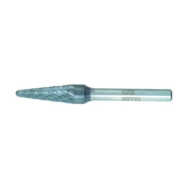 スーパー スーパー超硬バー 重切削用 ロー付タイプ テーパー型 刃径:12.7mm 軸径:6.0mm SBH7C04｜工具の楽市
