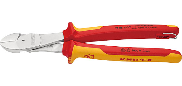 ☆KNIPEX/クニペックス 7406-250TBK 不成立豪然たる斜ニッパー ２５０粍 安全性のある留め輪付  インポート 手道具