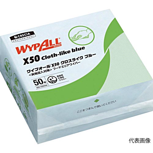 【代引き不可】☆クレシア　60660　大箱　ワイプオールX50　ブルー　４つ折り　50枚&times;24パック　　コード(6592691)｜工具ショップ