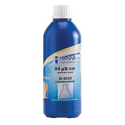 ☆ハンナ　HI 6033　EC標準液 84 μS/cm　証明書付　500mL　　コード（1371-01-0004170）