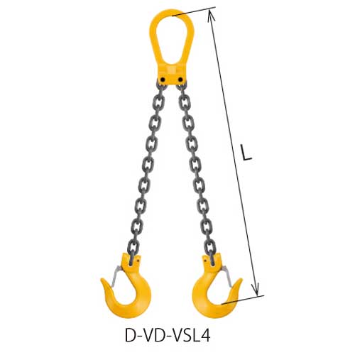 ☆キトー D-VD-VSL4 チェーンスリング100 ピンタイプ ダブルスリング 使用荷重：1.7t・2.4t・3.2t・5.1t チェーン線径：φ6・φ7・φ8・φ10 リーチ寸法：1500・2000・2500・3000mm 【返品不可】