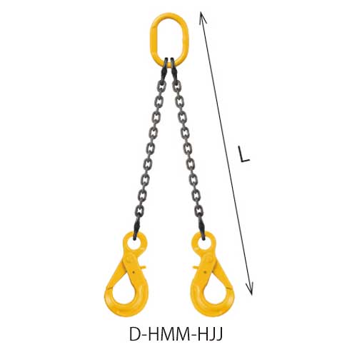 ☆キトー　D-HMM-HJJ　チェーンスリング100　アイタイプ　ダブルスリング　使用荷重：1.7t・2.4t・3.2t・5.1t　チェーン線径：φ6・φ7・φ8・φ10　リーチ寸法：1500・2000・2500・3000mm　【返品不可】