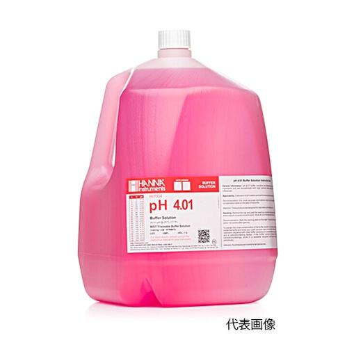 ☆ハンナ HI 7004/1G pH判定基準液（判定基準印字機）瓶入り口・入口 色付き  pH4.01 3.78L  吊りひも（1371-01-0004380）