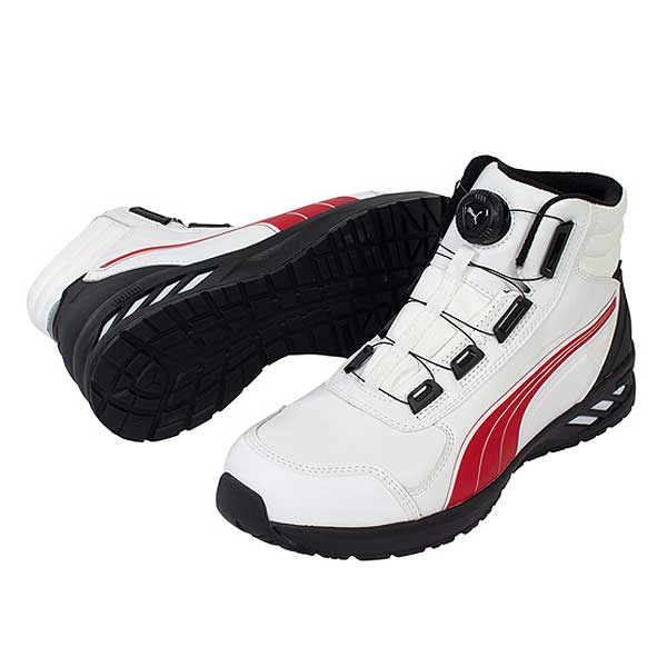 ☆プーマ/PUMA　NO.63.359.0　RIDER 2.0 WHITE&RED DISC MID　ライダー2.0・ホワイト&レッド・ディスク・ミッド　(25.0cm～28.0cm)　JAPAN ATHLETIC　作業靴　セーフティシューズ