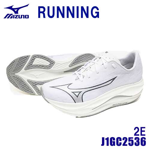 ☆ミズノ/MIZUNO J1GC2536 ウエーブリベリオンフラッシュ3 2E相当 ホワイト×シルバー(81) ランニングシューズ (22.5~29.0cm)|工具ショップ