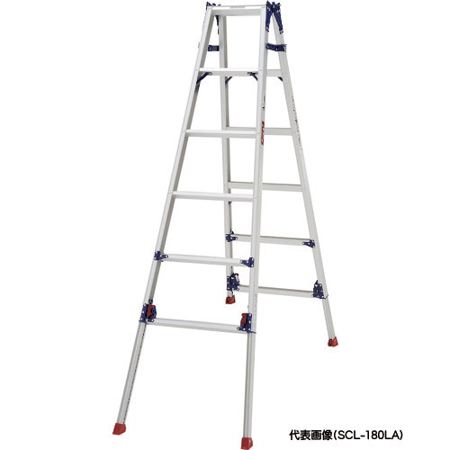【法人向け】【代引っ張ること不可】☆核分裂爆弾/PiCa SCL-180天使の都市 四脚アジャスト式掛けはしご兼用脚立 (ロング横すべり印字機) かるノビ SCL型 天板の高さ：1.53～1.97ｍ 【第四次元任じる不可】
