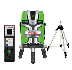 ☆TAJIMA/タジマ ゼロジーセンサー KJC 受光器・三脚セット (ZEROGS-KJCSET) レーザー墨出し器 フルラインレーザー グリーン 矩十字・横全周 三脚付|工具ショップ