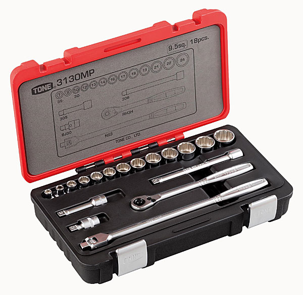 ☆TONE/トネ　3130MP　ソケットレンチセット　差込角9.5mm　18点｜工具ショップ