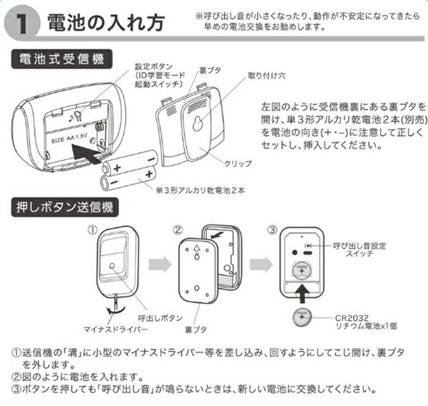 楽天市場 チャイム ワイヤレスチャイム 呼び出しベル 呼び出し チャイム 玄関 介護 送信機 受信機セット 最大50m 電池式 工事不要 簡単設置 呼び出し音32種類 呼び鈴 ドアチャイム ワイヤレス コールチャイム 1年保証 オーム電機 幸福屋