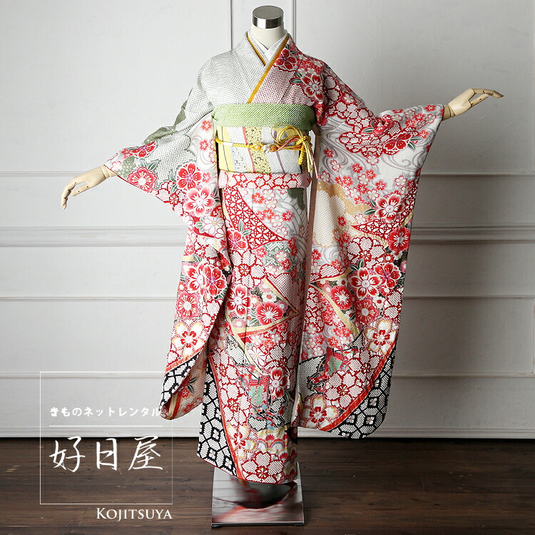 楽天市場】【レンタル】 振袖 フルセット 正絹 適応身長147〜162cm 白 