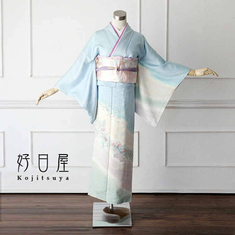 h-012 フルセット 卒業式 訪問着 レンタル 正絹 結婚式 入学式 七五三 着物 身長142-157cm