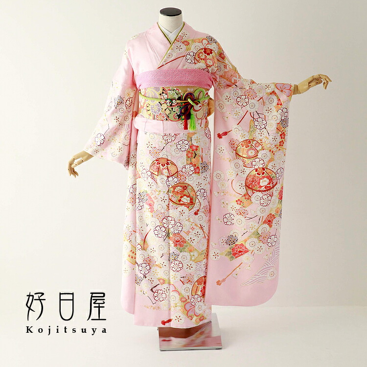 【特別訳あり特価】 振袖 身長152-167cm ピンク pi-029 着物・浴衣