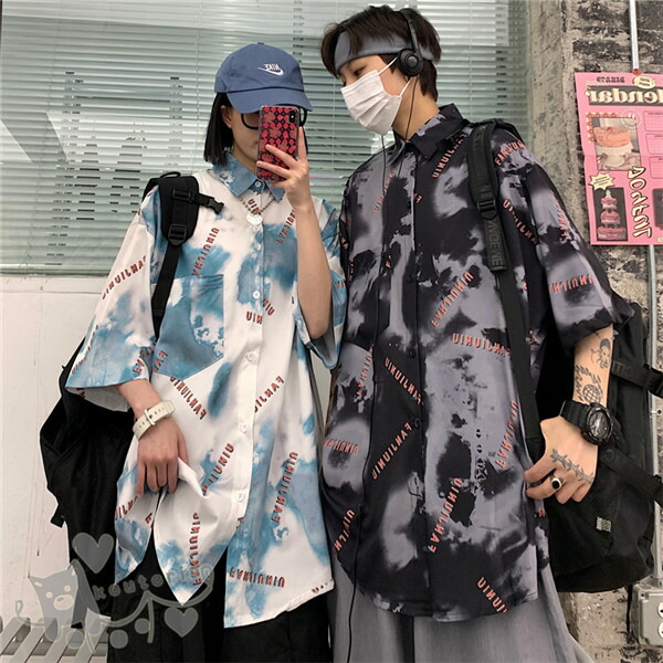 激安直営店 シャツ 半袖 タイダイ柄 文字柄 ビッグシルエット トップス ダンス 衣装 ヒップホップ コスチューム レデイース メンズ 韓国ファッション 大きいサイズ 個性的 服 原宿系 送料無料 Sferavisia Hr