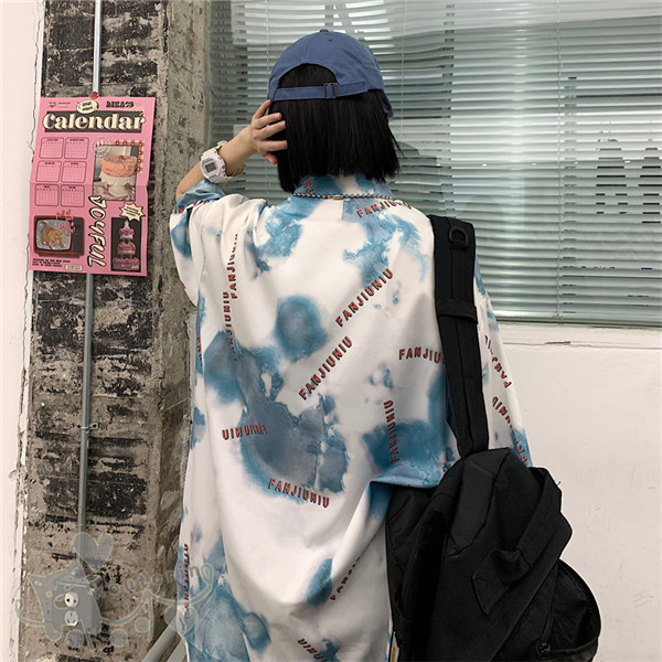 激安直営店 シャツ 半袖 タイダイ柄 文字柄 ビッグシルエット トップス ダンス 衣装 ヒップホップ コスチューム レデイース メンズ 韓国ファッション 大きいサイズ 個性的 服 原宿系 送料無料 Sferavisia Hr