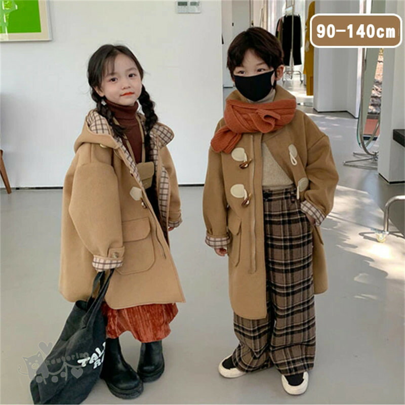 ダッフルコート キッズ フード付き コート ジャケット 無地 グルボタン ボアコート 子供服 ジャケット 子供 ラシャコート 格子柄 長袖 子供服 キッズコート アウター ベビー服 子供 女の子 男の子ボア アウター 羽織り ポケット付き こども 可愛い おしゃれ 防寒　 送料無料